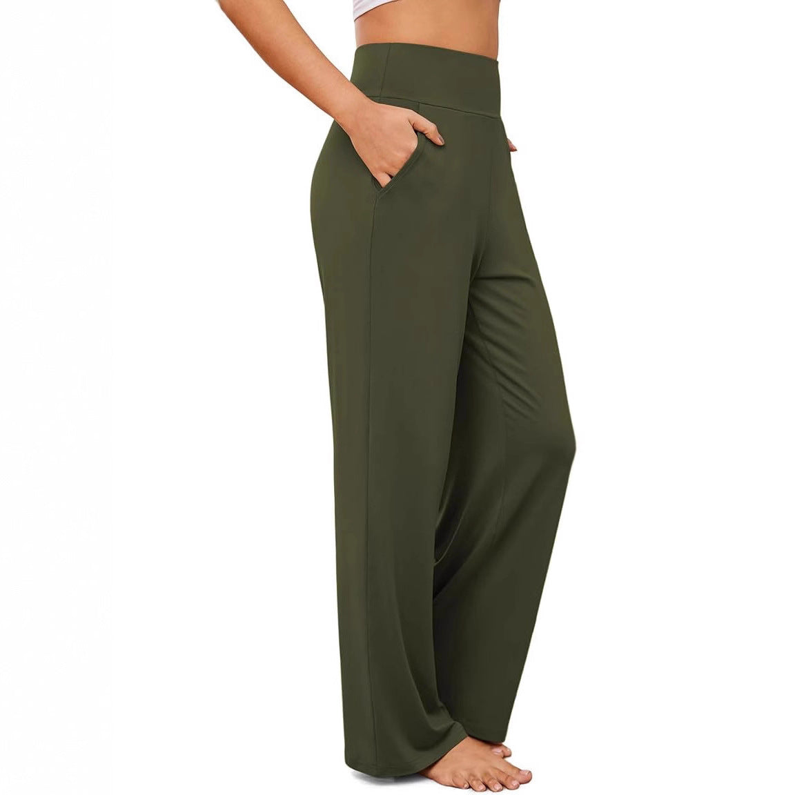 Womens High Waisted Wide Leg Yoga Pants Butt Lift Pockets