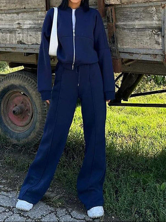 Women's Matching Set Zip Jacket Wide Leg Sweatpants
