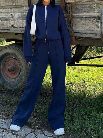 Women's Matching Set Zip Jacket Wide Leg Sweatpants