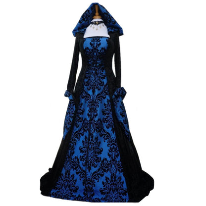 Plus Size Medieval Renaissance Hooded Dress Vintage Gown