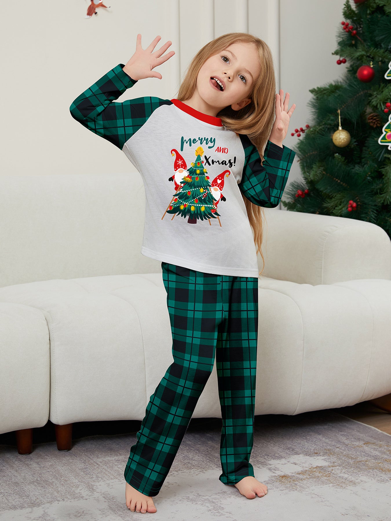 Santa Alphabet Parent-Child Printed Christmas Pajamas