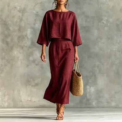 Women's 2 Piece Crop Top High Waist Midi Skirt Set
