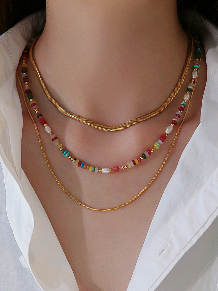 Multicolor Beaded Freshwater Pearl Necklace