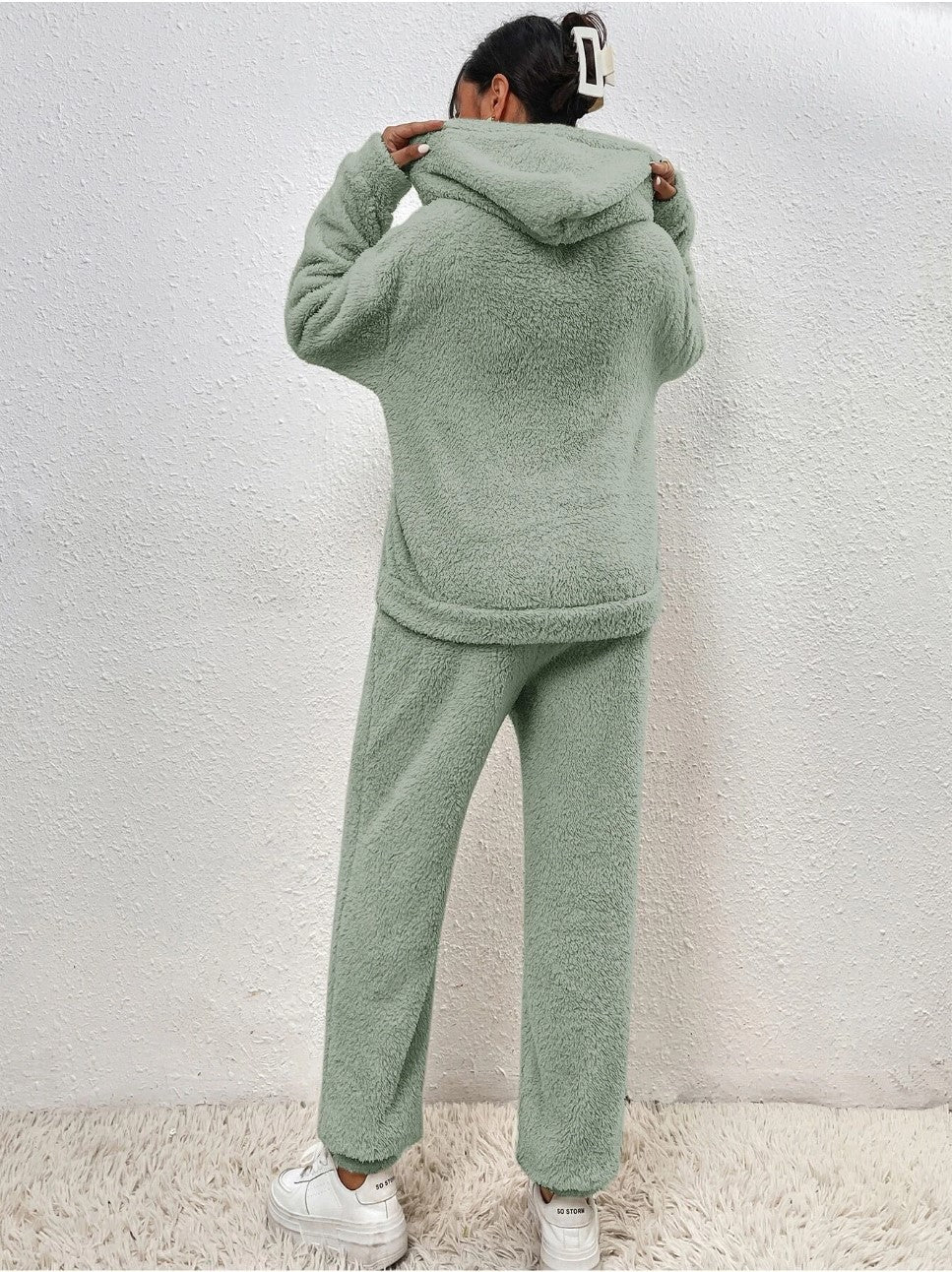 Women's Sherpa Hoodie Jogger Lounge Set