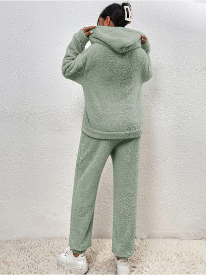 Women's Sherpa Hoodie Jogger Lounge Set