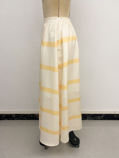 High Waist Striped Maxi Skirt Flowy Summer Vacation