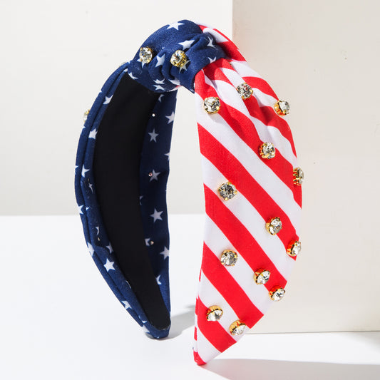 Rhinestone American Flag Headband Patriotic Game Day