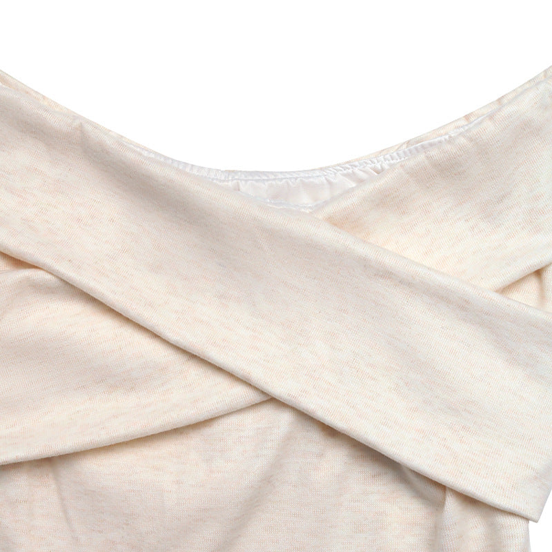 Off Shoulder Wrap Top Long Sleeve Fitted Knit