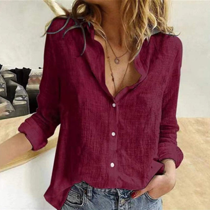 Women's Oversized Button Down Long Sleeve Casual Blouse