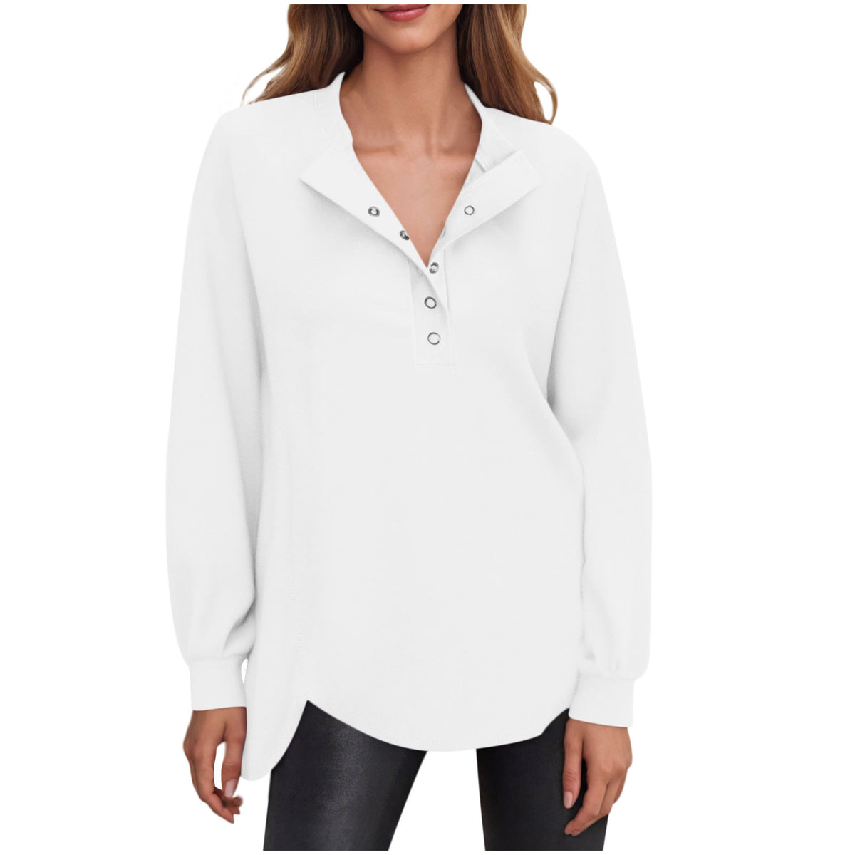 Women's Oversized Button Sweatshirt Long Sleeve Pullover
