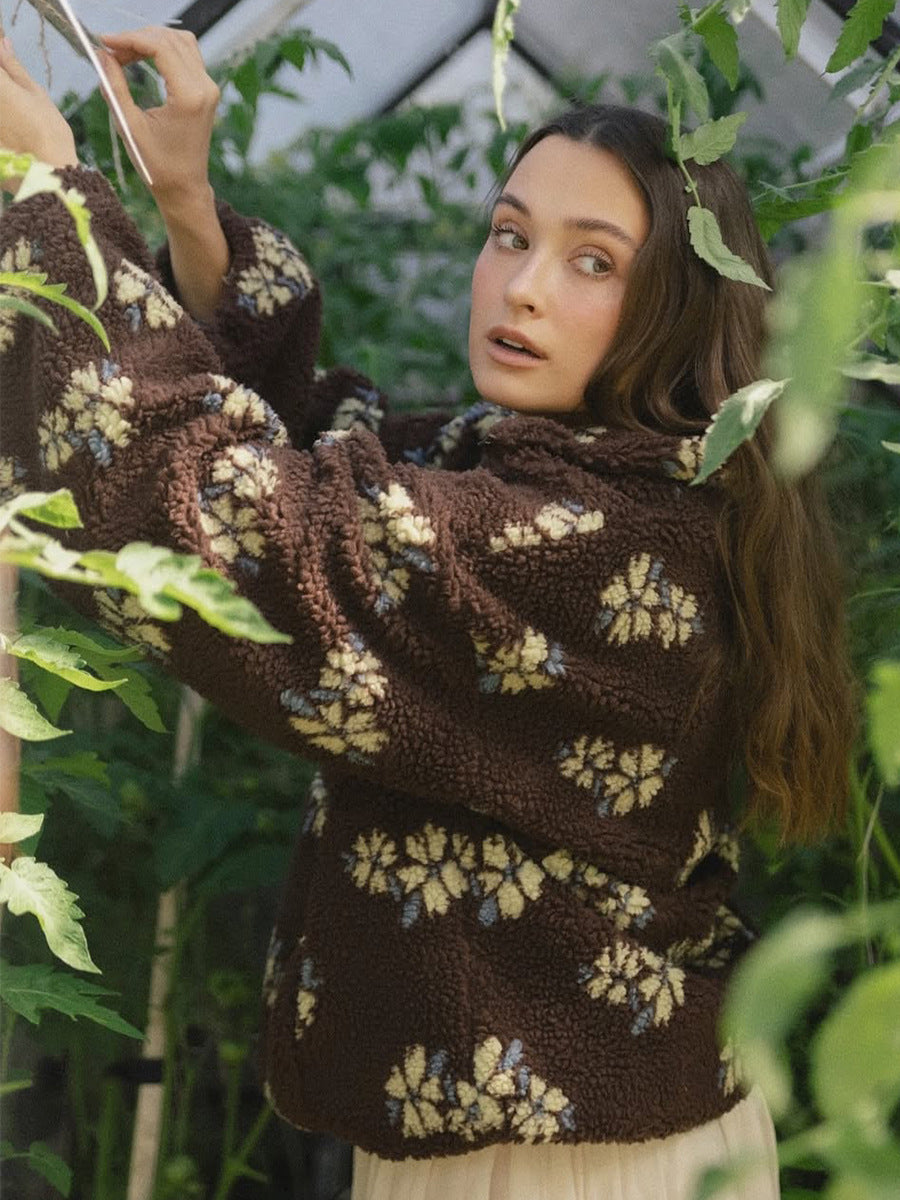 Women's Floral Fleece Quarter Zip Pullover