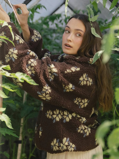 Women's Floral Fleece Quarter Zip Pullover