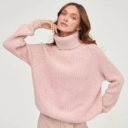 Women's Oversized Chunky Knit Turtleneck Sweater Pullover