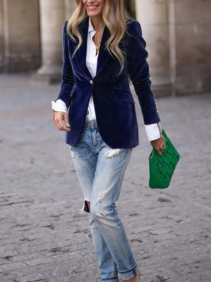 Women's Single Button Blazer Long Sleeve Business Casual