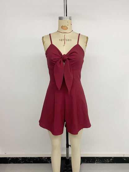 Bow Front Cami Romper Sexy Vacation Sleeveless Jumpsuit