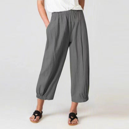 Plus Size Basic Women's Casual Pants, Wide Baggy Pants