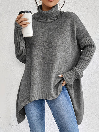 Oversized Turtleneck Sweater Chunky Knit Drop Shoulder