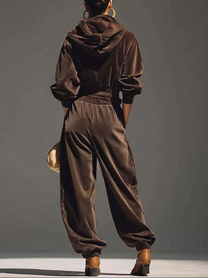 Womens Velvet Lounge Jogger Pants Set