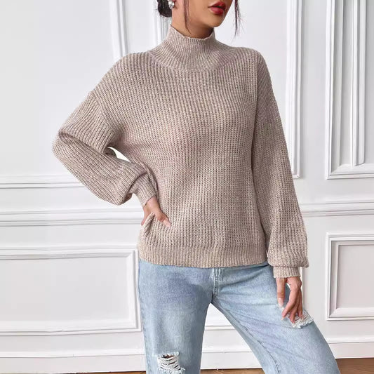 Women's Semi-turtleneck Long-sleeved Pullover Autumn and Winter Bottoming Shirt