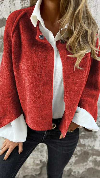 Women's Oversized Cropped Faux Cashmere Cardigan