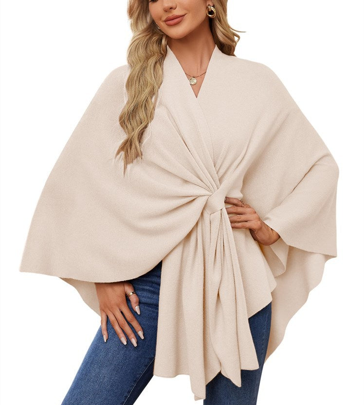 Women's Soft Batwing Cape Wrap Poncho Sweater