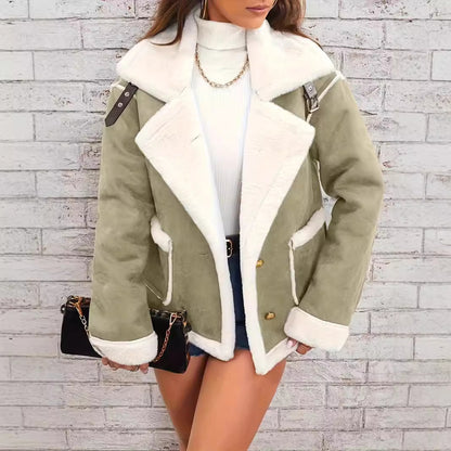 Women's Faux Fur Lapel Jacket Oversized Winter Coat