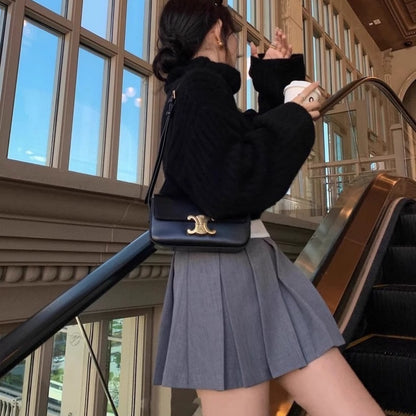 Oversized Ribbed Turtleneck Sweater Slouchy Knit