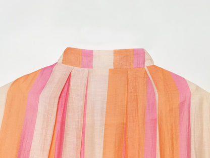 Women's Striped Bomber Jacket Zip Up Stand Collar