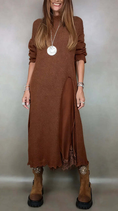 Women's Lace Maxi Slip Dress Cardigan Two Piece Set