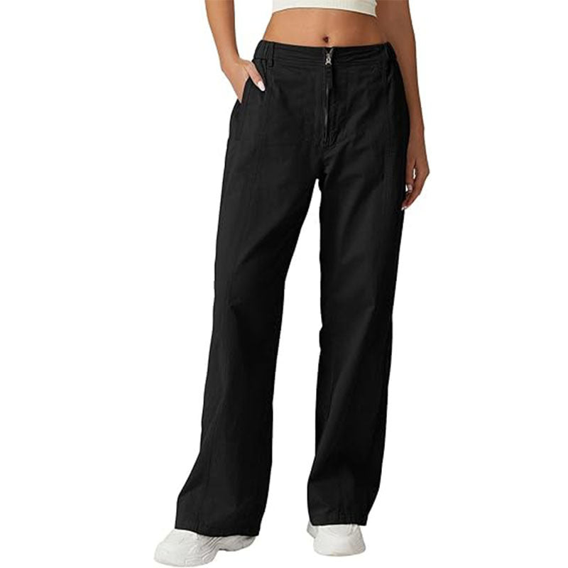 Women's High-Waisted Loose Straight-Leg Cargo Pants – Casual Streetwear