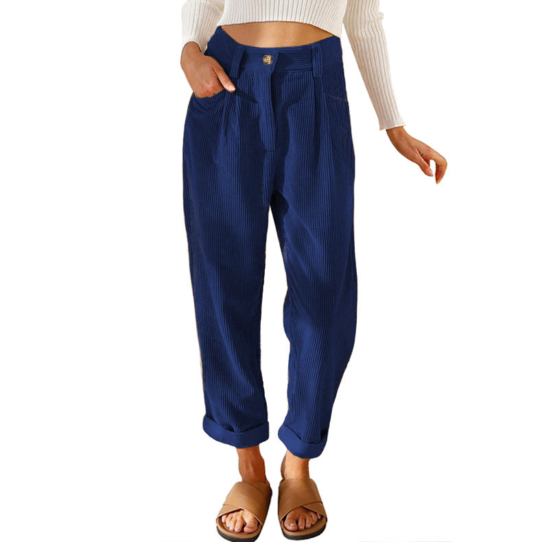 Women's Corduroy High Waisted Straight Leg Pants