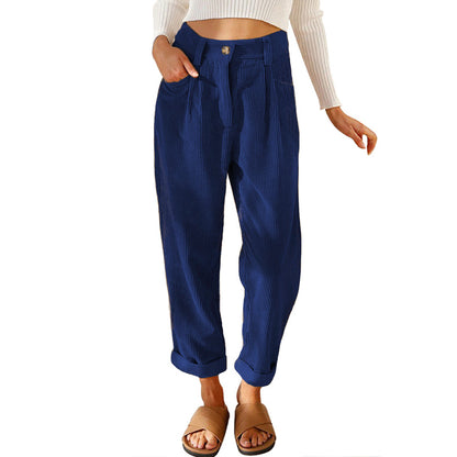Women's Corduroy High Waisted Straight Leg Pants