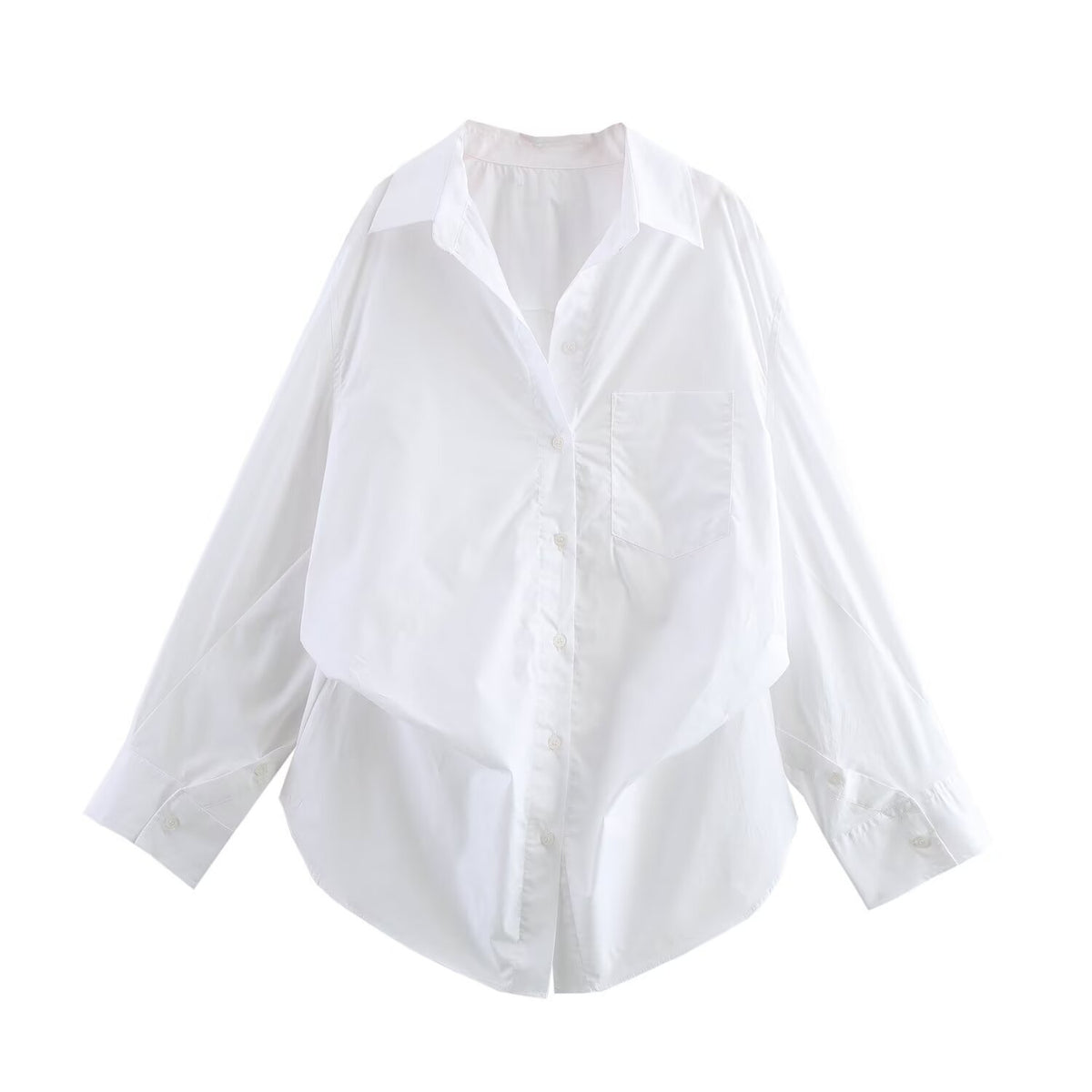 Oversized Striped Collared Shirt Long Sleeve Pocket