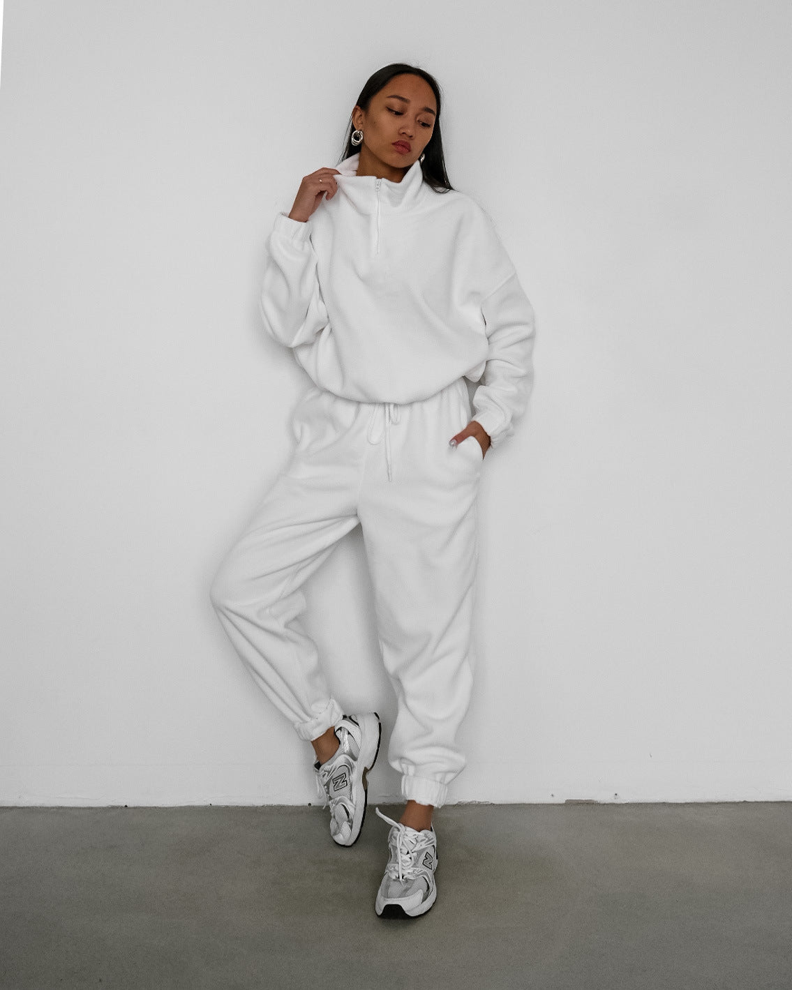 Women's Fleece Half Zip Sweatsuit Lounge Set