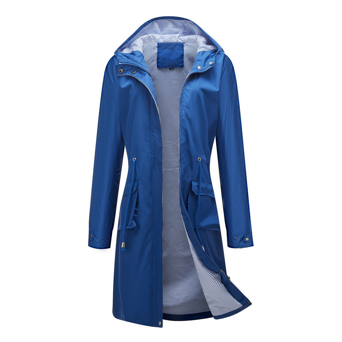 Women's Long Hooded Rain Jacket Waterproof Lightweight Coat