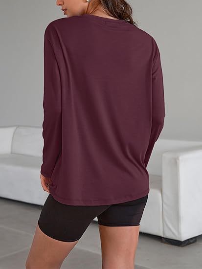 Women's Oversized Long Sleeve Crew Neck Boyfriend Tee