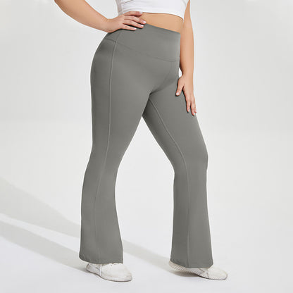 Puls Size Stretch Sports Yoga Flared Pants Peach Hip-lifting Fitness Contrast Color Trousers