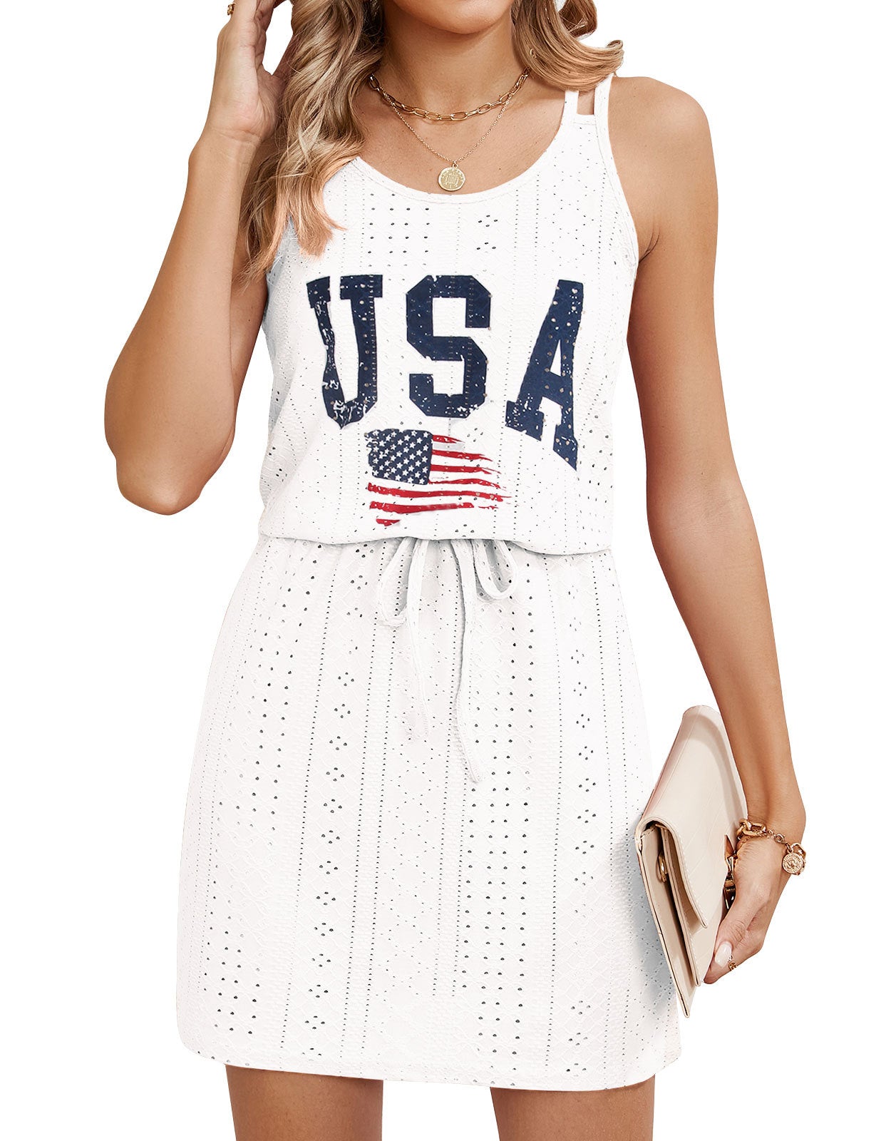 Open Knit Swim Cover Up Sleeveless Boho Beach Dress