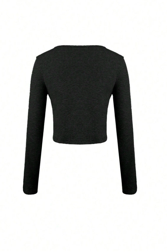 Women's Corset Long Sleeve Crop Top Button Front Fitted
