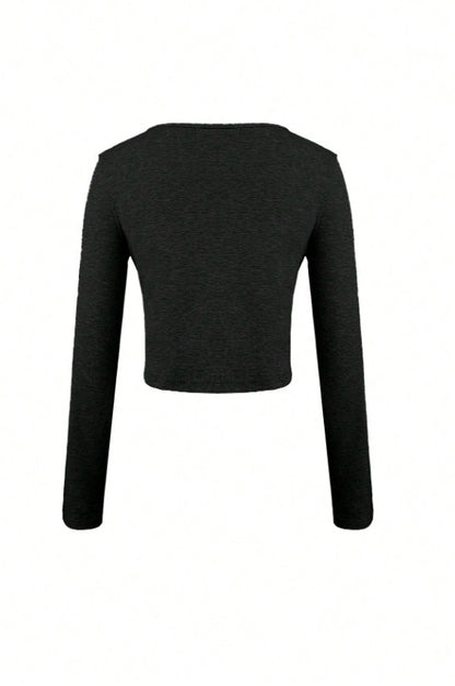Women's Corset Long Sleeve Crop Top Button Front Fitted