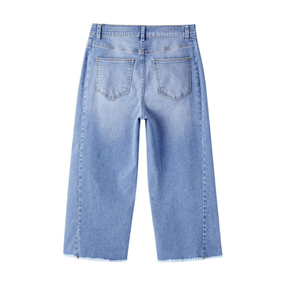 Women's High Waist Vintage Wash Stretch Cropped Jeans