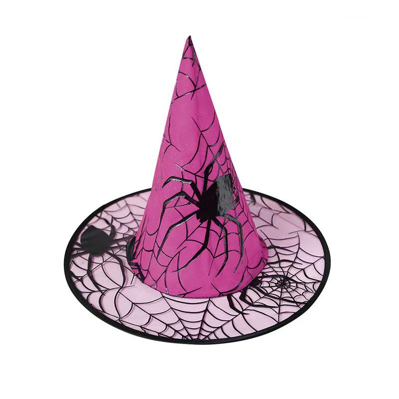 Halloween Witch Hat with Spiderweb Foil for Costumes