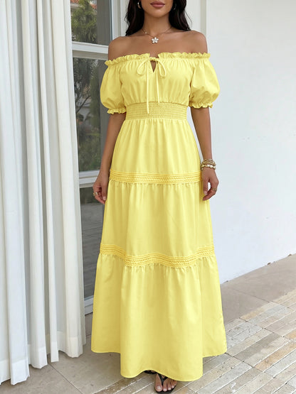 Chic Off-Shoulder Puff Sleeve Princess Dress A-Line Summer
