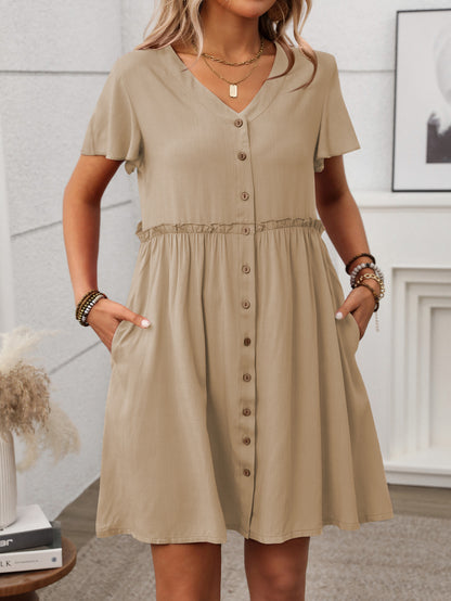 Bohemian V-Neck Ruffle Dress