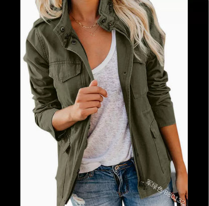 Women's Utility Jacket Zip Up Cargo Pockets Lightweight