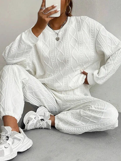 Women's Oversized Quilted Knit Jogger Lounge Set