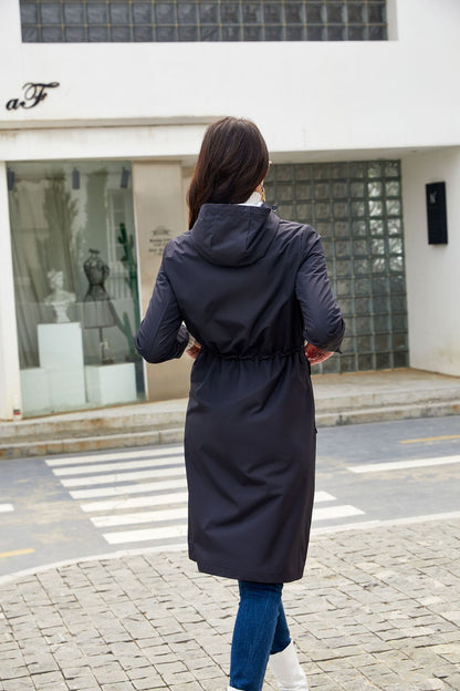 Women's Long Hooded Rain Jacket Waterproof Lightweight Coat