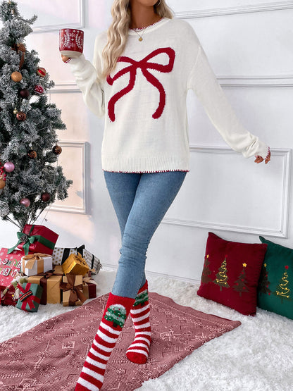 Christmas/Valentine’s Day Bow Knit Sweater Holiday Pullover