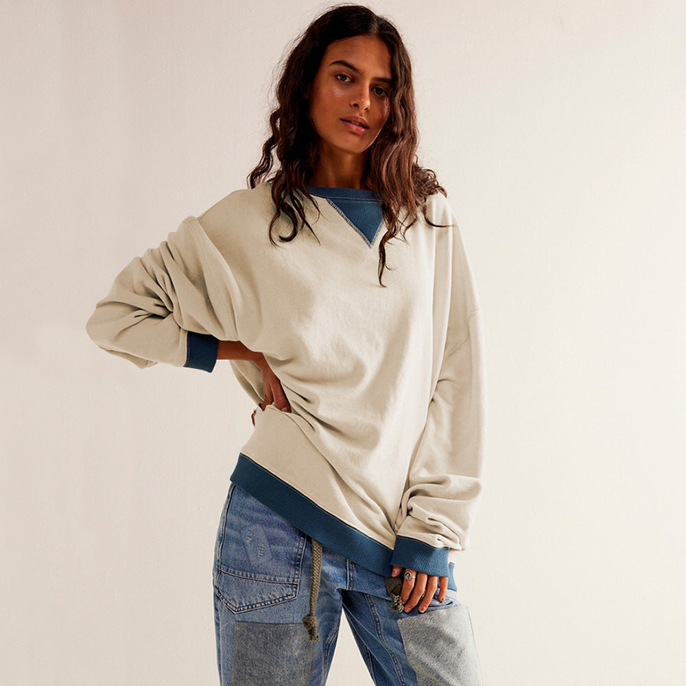 Spring Autumn Street Style Crew Neck Loose Sweater
