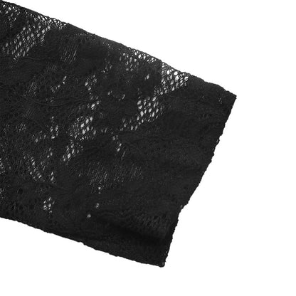 Sexy Black Lace One Shoulder Long Sleeve Maxi Dress
